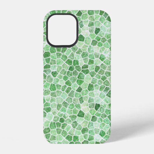 Coque iPhone 12 Pale Émeraude et Pistache Pavage Patchwork (Verso)