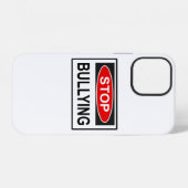 Coque iPhone 12 Panneau d'arrêt d'intimidation rouge (Verso Horizontal)