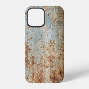 Coque iPhone 12 Panneau métallique rouillé, fond texturé