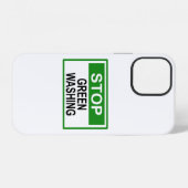 Coque iPhone 12 Panneau Stop au Greenwashing (Verso Horizontal)