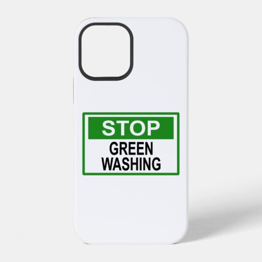 Coque iPhone 12 Panneau Stop au Greenwashing (Verso)