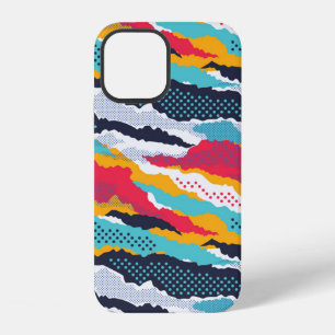 Coque iPhone 12 Papier peint camouflage coloré abstrait avec pois