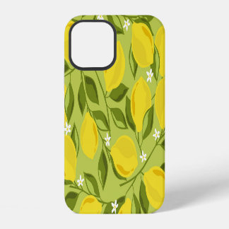 Coque iPhone 12 Papier peint coloré citrons dessinés à la main