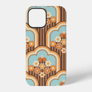 Coque iPhone 12 papier peint sans couture design des années 70, fl