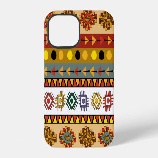 Coque iPhone 12 Papier peint tribal, dessin ethnique artistique.