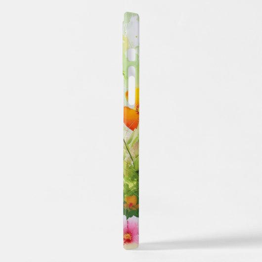 Coque iPhone 12 Papillon Bleu Orange ailes (Côté gauche)