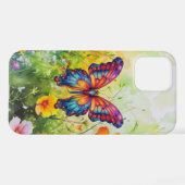 Coque iPhone 12 Papillon Bleu Orange ailes (Verso Horizontal)
