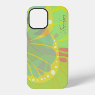 Coque iPhone 12 Papillon jaune bleu chic or