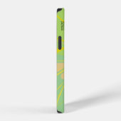 Coque iPhone 12 Papillon jaune bleu or chic (Côté droit)