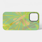 Coque iPhone 12 Papillon jaune bleu or chic (Verso Horizontal)