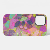 Coque iPhone 12 Papillon Violet Turquoise Or Chic (Verso Horizontal)