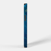 Coque iPhone 12 Papillons dorés sur fond bleu (Côté droit)