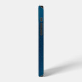 Coque iPhone 12 Papillons dorés sur fond bleu (Côté gauche)