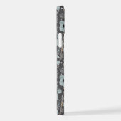 Coque iPhone 12 Papillons gris bleu noir Aquarelle Fleurs iPhone (Côté droit)