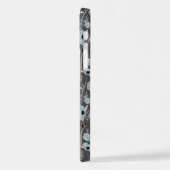 Coque iPhone 12 Papillons gris bleu noir Aquarelle Fleurs iPhone (Côté gauche)