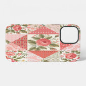 Coque iPhone 12 Papillons rose Patchwork sans couture (Verso Horizontal)