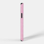Coque iPhone 12 Papillons sur gingham rose (Côté droit)