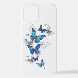 Coque iPhone 12 Papillons volants bleus Morpho