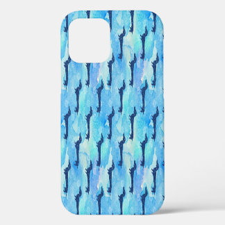 Coque iPhone 12 Parties scintillant bleue Aquarelle Dachshund Moti