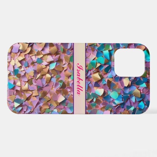 Coque iPhone 12 Parties scintillant Moderne Opal Collection Hologr (Verso Horizontal)