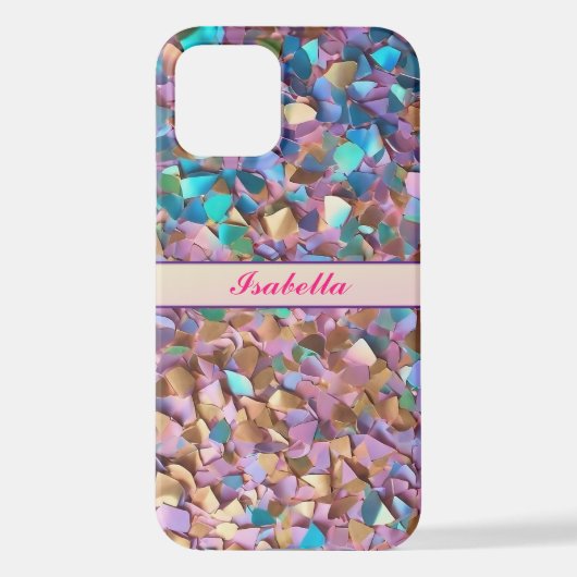 Coque iPhone 12 Parties scintillant Moderne Opal Collection Hologr (Verso)