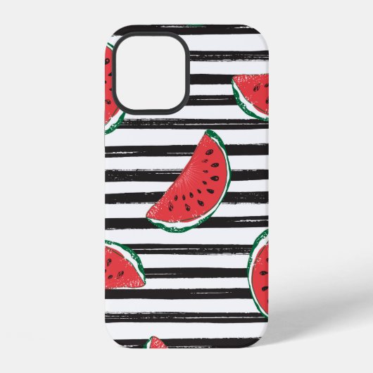Coque iPhone 12 Pastèque motif sans couture rayé (Verso)