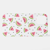 Coque iPhone 12 Pastèque rose, Graines de pastèque, Motif d'été (Verso Horizontal)