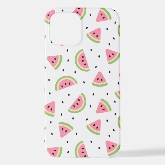 Coque iPhone 12 Pastèque rose, Graines de pastèque, Motif d'été (Verso)