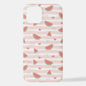 Coque iPhone 12 Pastèques rouges, Coeurs, Grandes Pâtes, Motif d'é (Verso)