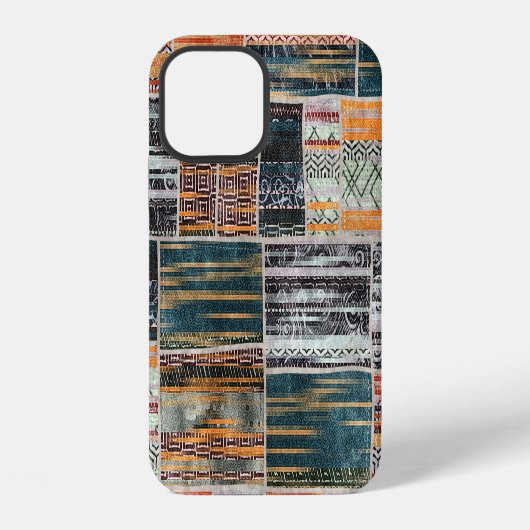 Coque iPhone 12 Patchwork collage mixage, surface composée motif i (Verso)