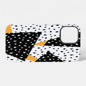 Coque iPhone 12 Patchwork de points minimal : Noir Blanc Jaune (Verso Horizontal)