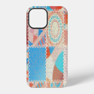 Coque iPhone 12 Patchwork de toile brute : Motif Vintage texturé