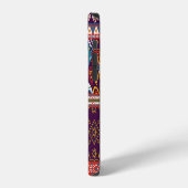 Coque iPhone 12 Patchwork mexicain : conception traditionnelle vin (Côté gauche)