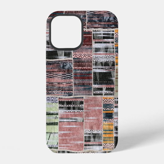 Coque iPhone 12 Patchwork Quilt Collage Impression transparente. (Verso)