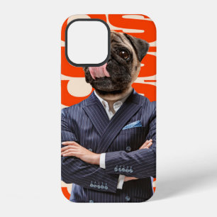 Coque iPhone 12 Patron avec une tête de chien debout les mains cro