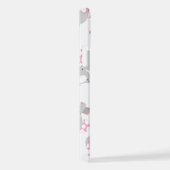 Coque iPhone 12 Pattern of Elephants, Cute Elephants - Pink Gray (Côté droit)