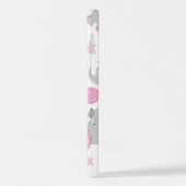 Coque iPhone 12 Pattern of Elephants, Cute Elephants - Pink Gray (Côté gauche)