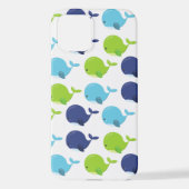 Coque iPhone 12 Pattern of Whales, Cute Whales, Sea Animals (Verso)