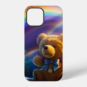 Coque iPhone 12 Pays des merveilles ours en peluche arc-en-ciel en