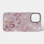 Coque iPhone 12 Peau de léopard : élégance or rose. (Verso Horizontal)
