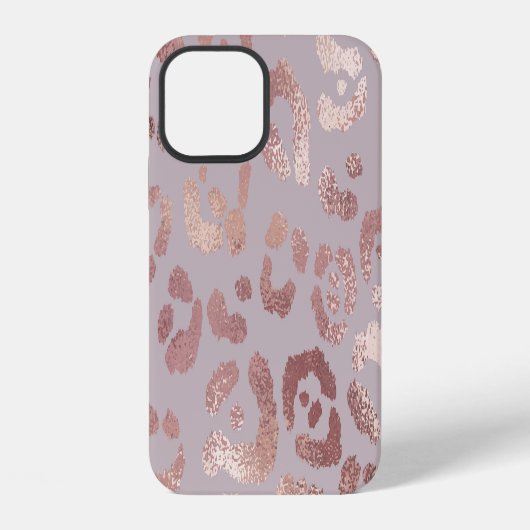 Coque iPhone 12 Peau de léopard : élégance or rose. (Verso)