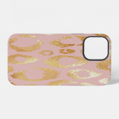 Coque iPhone 12 Peau de léopard, texture or rose (Verso Horizontal)