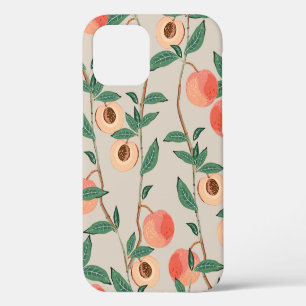 Coque iPhone 12 Pêcher les branches d'arbres avec des feuilles et