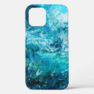 Coque iPhone 12 peinture à l'huile abstraite montrant des vagues d