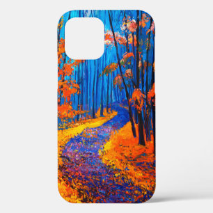Coque iPhone 12 peinture à l'huile montrant une belle forêt d'Auto