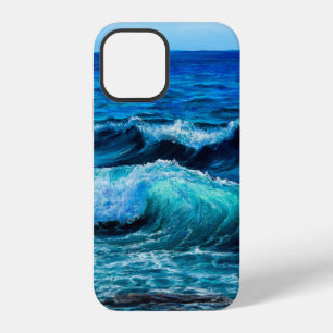 Coque iPhone 12 Peinture à l'huile représentant des vagues dans l'