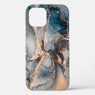Coque iPhone 12 Peinture abstraite fluide de luxe à l'encre alcool