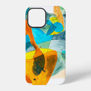 Coque iPhone 12 peinture abstraite sur papier aux couleurs vives,