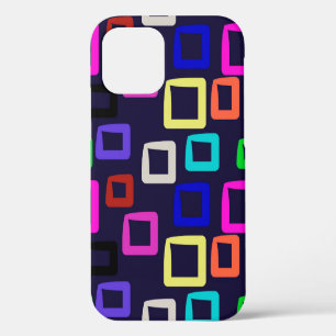 Coque iPhone 12 Peinture géométrique carrée, graphique de design s