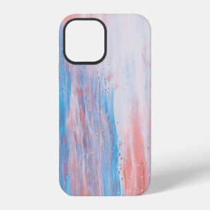Coque iPhone 12 Peinture sur toile rose et bleue